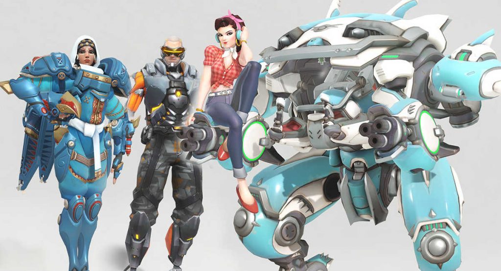 Aniversário de Overwatch - Skins Pharah Soldado 76 DVa
