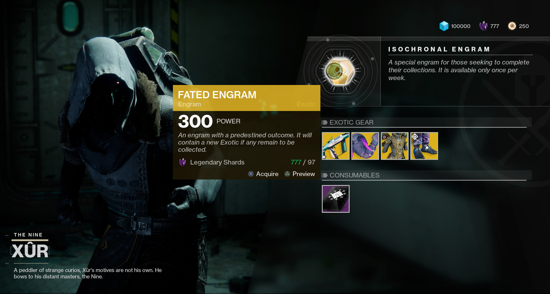 Atual estado de Destiny 2 - Xur