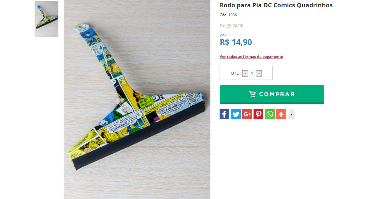 Vassoura da DC Comics - Rodo para Pia