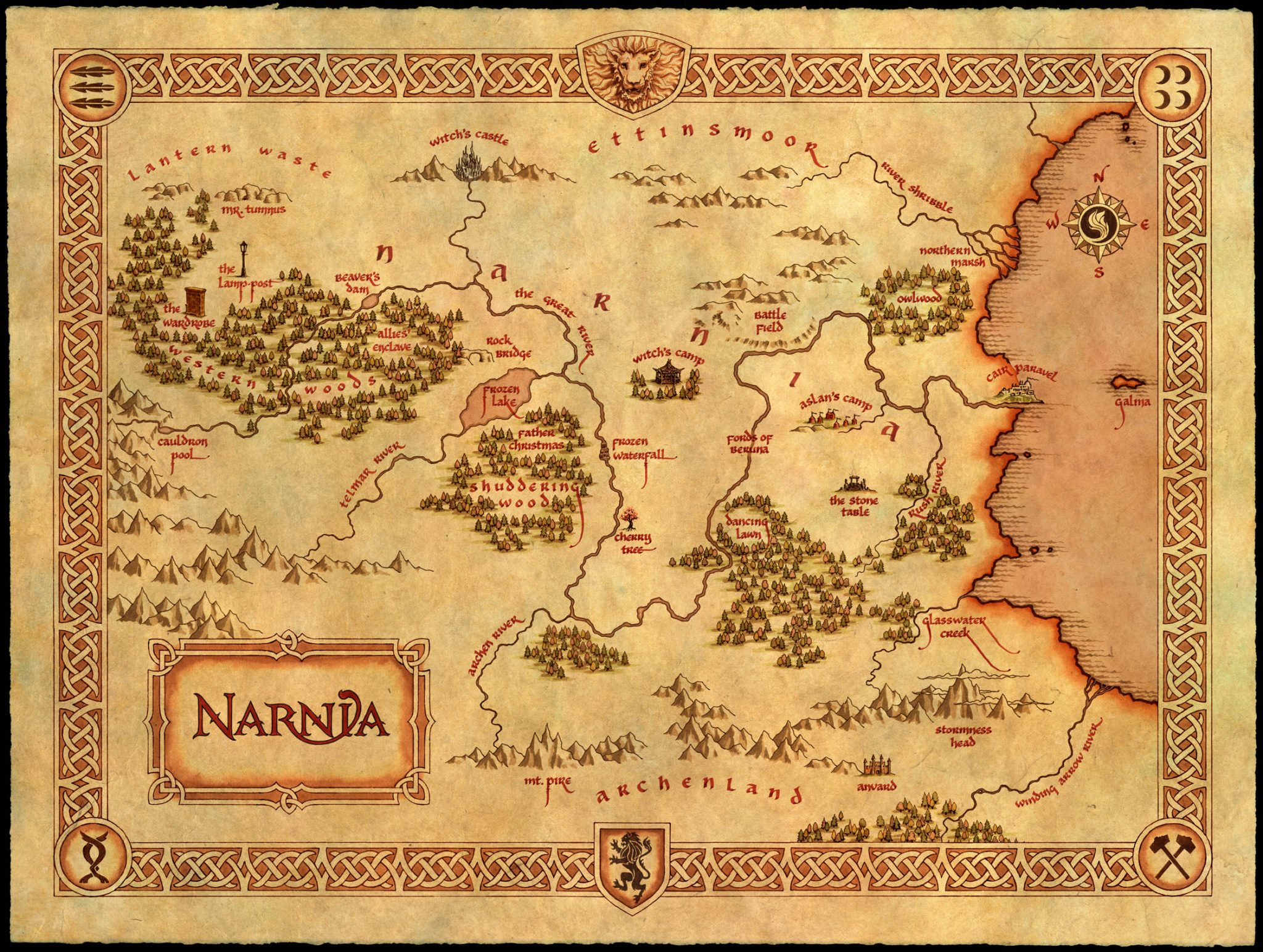 Mapas de mundos da fantasia - Mundo de Nárnia