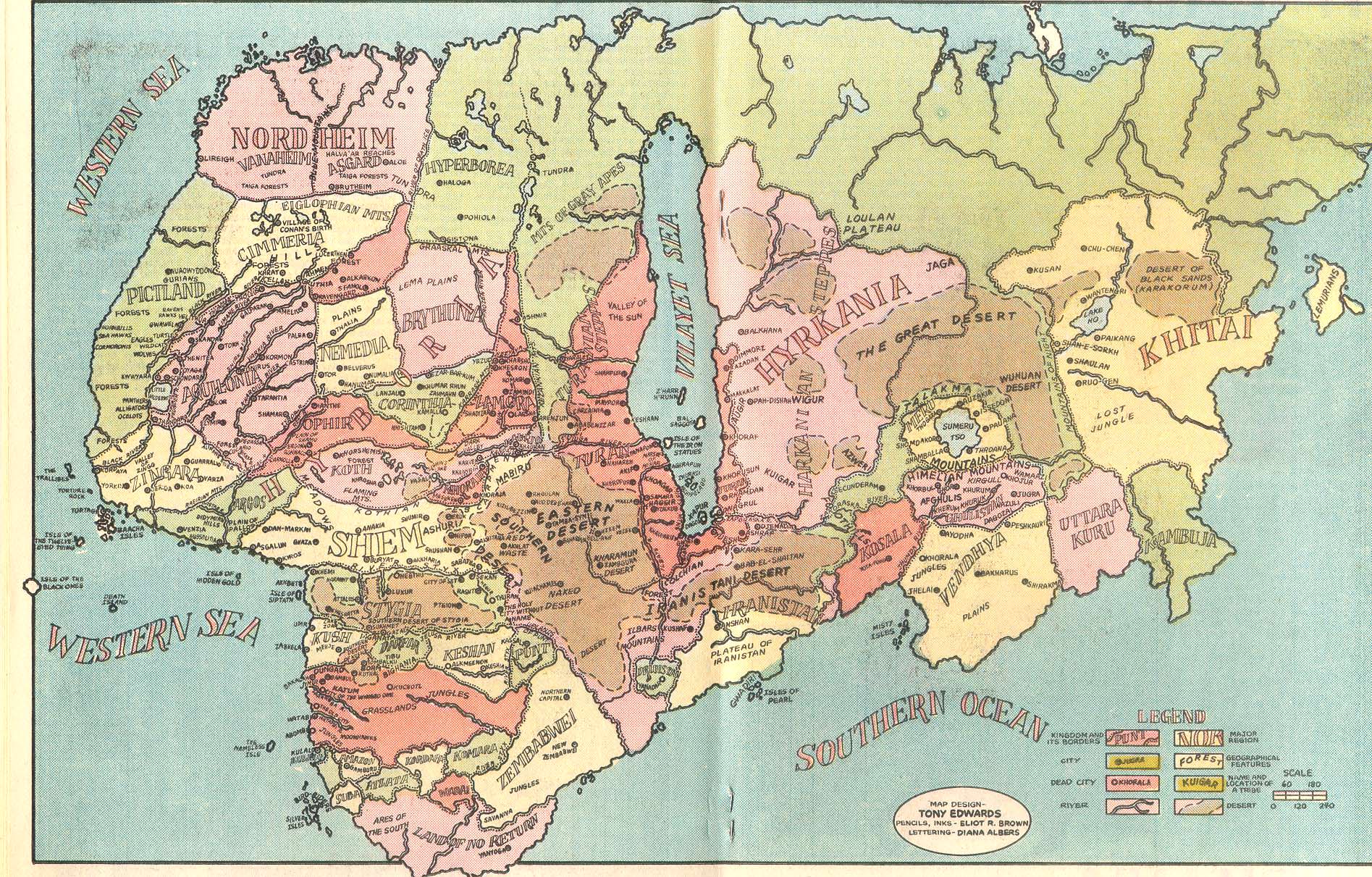Mapas de mundos da fantasia - Conan, O Bárbaro - Hyboria