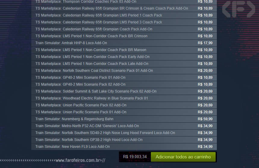 Qual é o jogo mais caro da Steam - Expansões Train Simulator - Steam - Blog Farofeiros