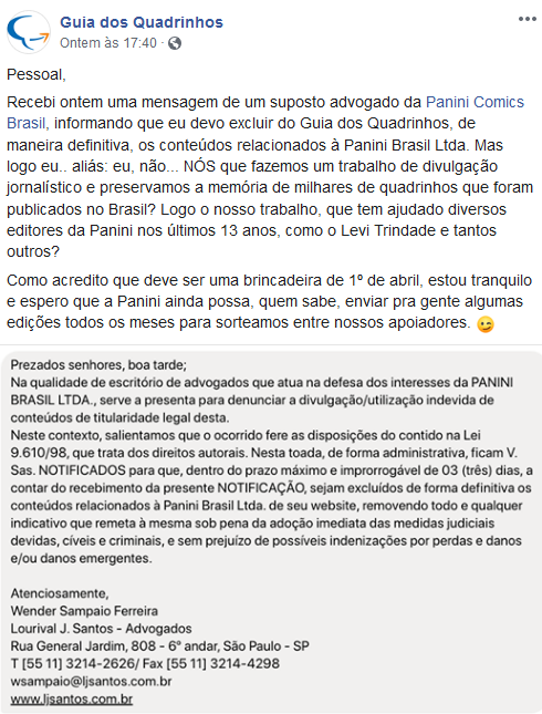 Panini aciona legalmente o Guia dos Quadrinhos - Blog Farofeiros