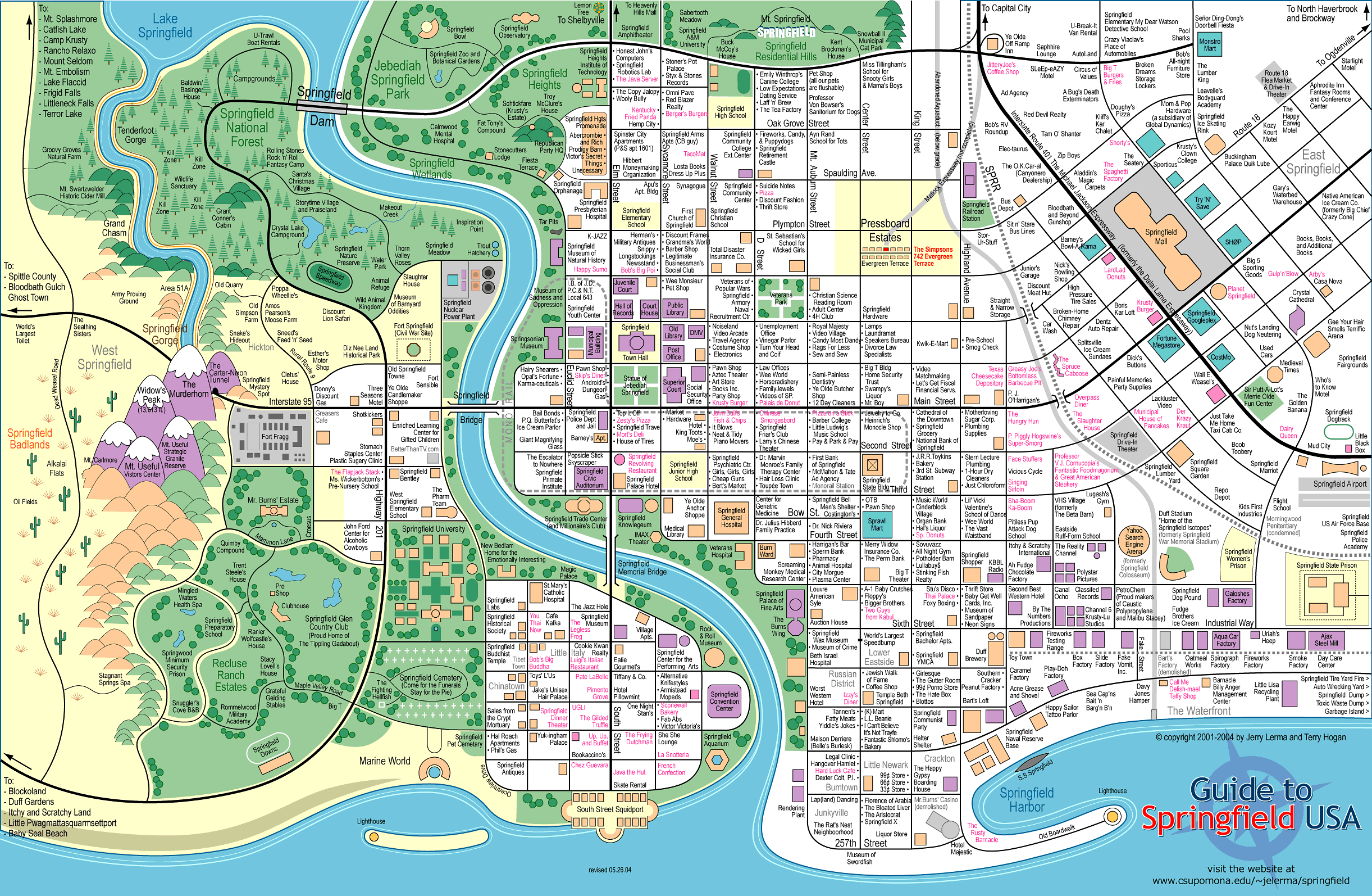 Mapa de Springfield de Os Simpsons - BLOG FAROFEIROS