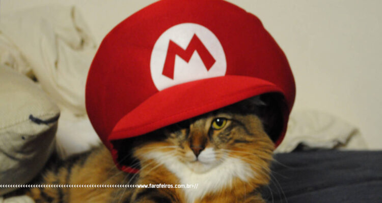 Nem todo mundo gosta de Super Mario - Gato com chapéu do Super Mario - Blog Farofeiros