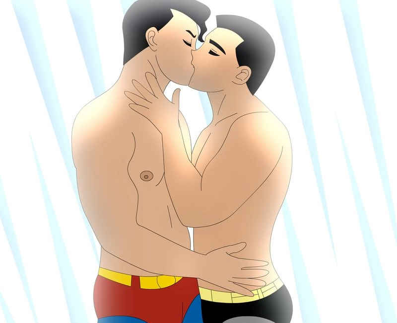Batman beijando Superman - Superman and Batman Free time by supermaxx92