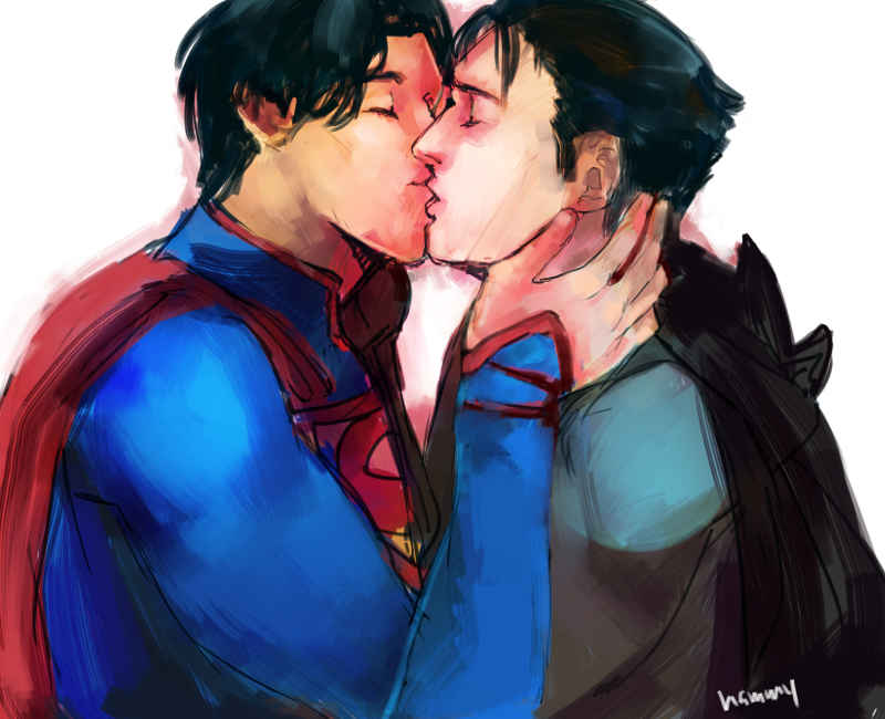 Batman beijando Superman - kiss kiss by SerenityAur
