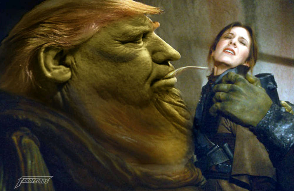 A culpa é do videogame e do cinema - Donald Trump - Jabba The Hutt e Leia