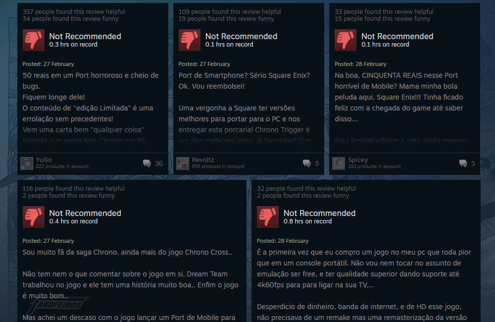 O desastre de Chrono Trigger na Steam