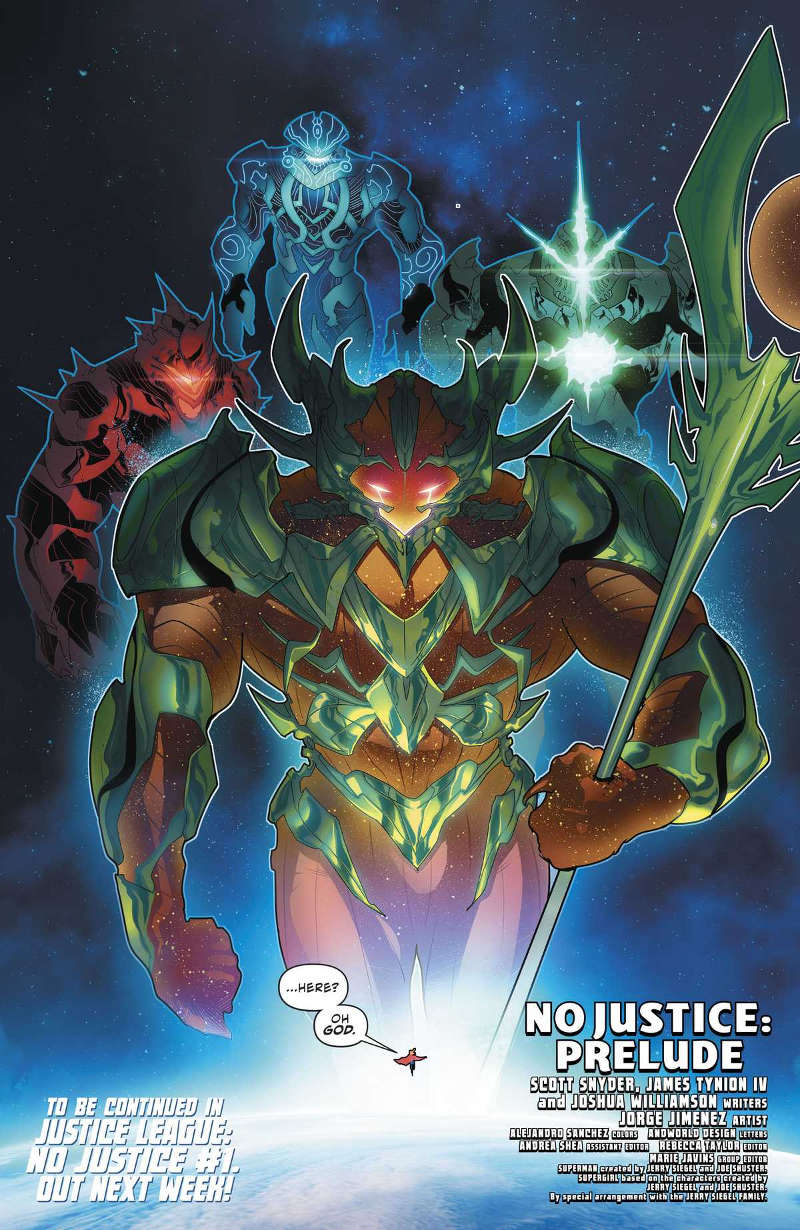 Gigantes espaciais são os inimigos de Vingadores e da Liga da Justiça - No Justice - DC Nation #0