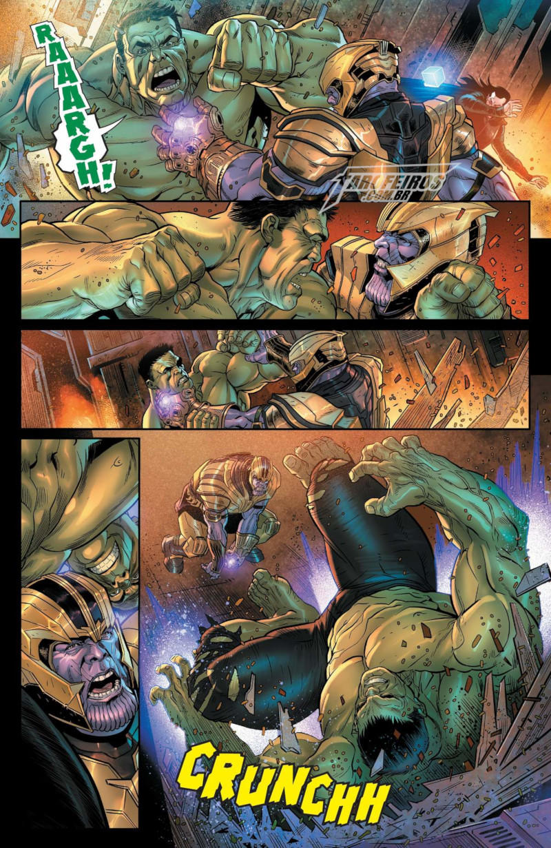 Thanos usou a Jóia do Poder contra Hulk- Vingadores - Guerra Infinita - Marvel Comics - Blog Farofeiros