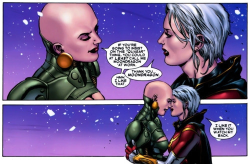 Phyla-Vell e Serpente da Lua - Marvel Comics - Beijo gay nas histórias em quadrinhos - Blog Farofeiros