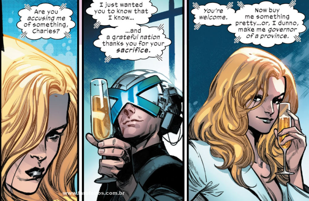 Professor X - Rainha Branca - ONU - X-Men - Deu tudo certo em House of X #5 - Marvel Comics - Blog Farofeiros