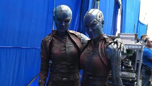 Atores da Marvel e seus dublês - Nebulosa de Karen Gillan & Kelly Richardson - Blog Farofeiros