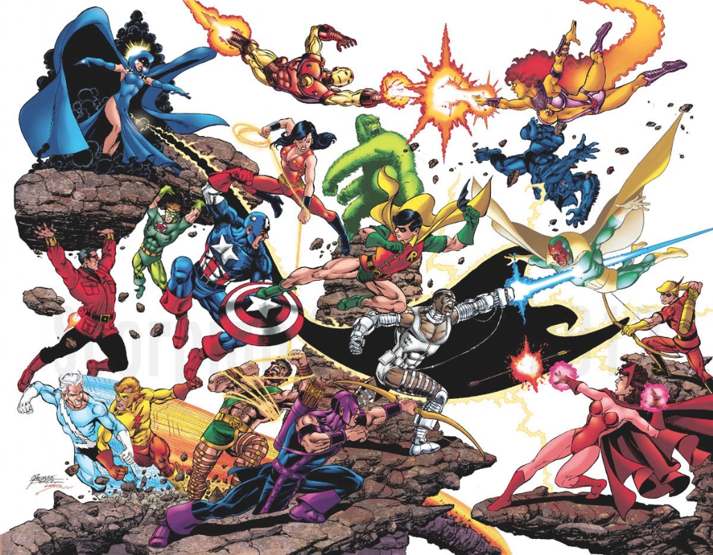 George Pérez - Avengers vs Teen Titans - Poster - www.farofeiros.com.br