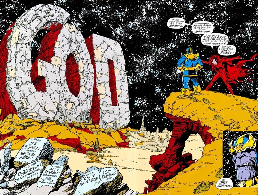 Infinity Gauntlet #1 - George Pérez - Thanos e Mephisto DEUS - www.farofeiros.com.br