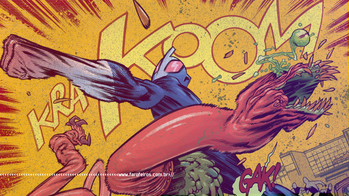 Ultramega de James Harren - Image Comics - Socando forte um monstro - www.farofeiros.com.br
