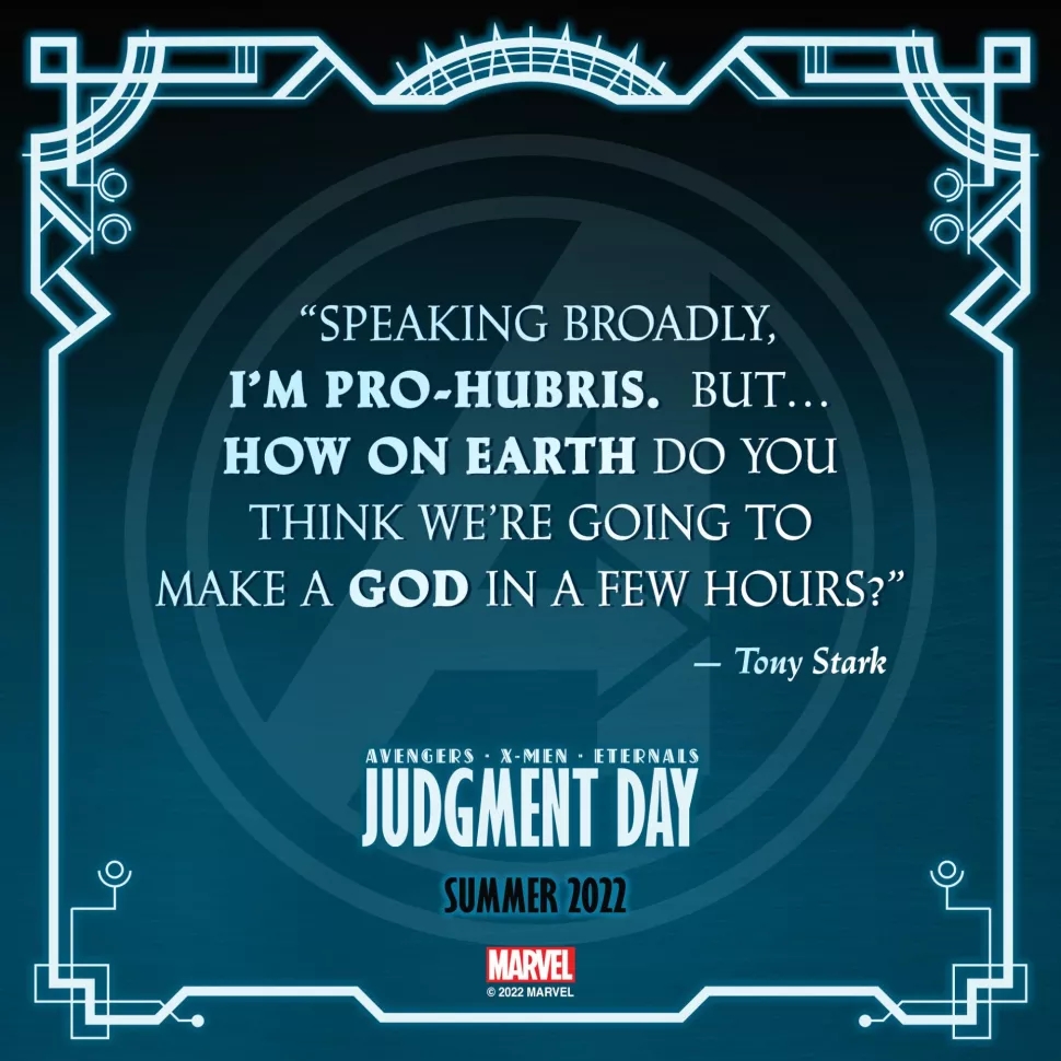 Teaser de Tony Stark de Dia do Julgamento - Eternos - Vingadores - X-Men - Capa - www.farofeiros.com.br