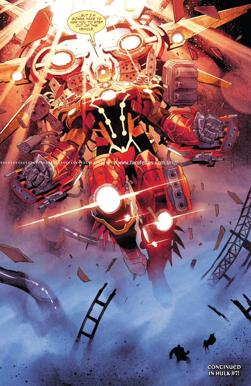 Homem de Ferro Celestial - última página Thor #25 - Marvel Comics - Hulk vs Thor - Banner de Guerra - Blog Farofeiros
