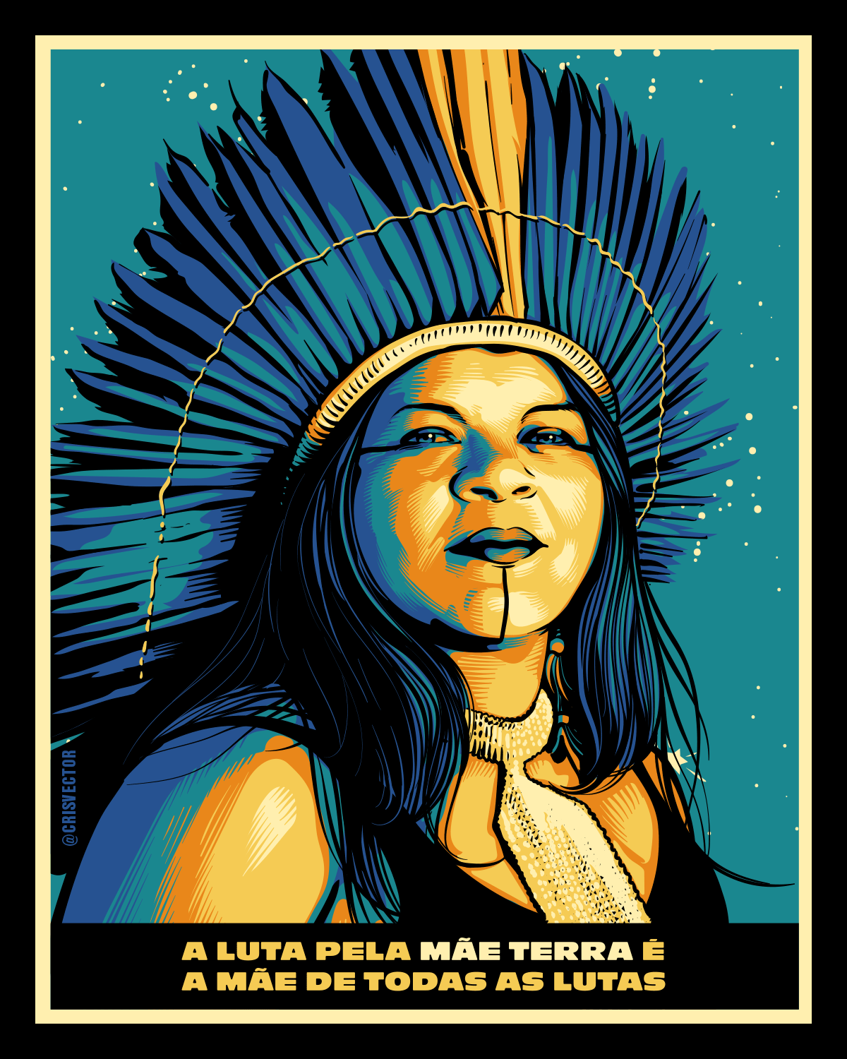 A arte de Cris Vector - Dia da Resistência dos Povos Indígenas - Sônia Guajajara - Blog Farofeiros