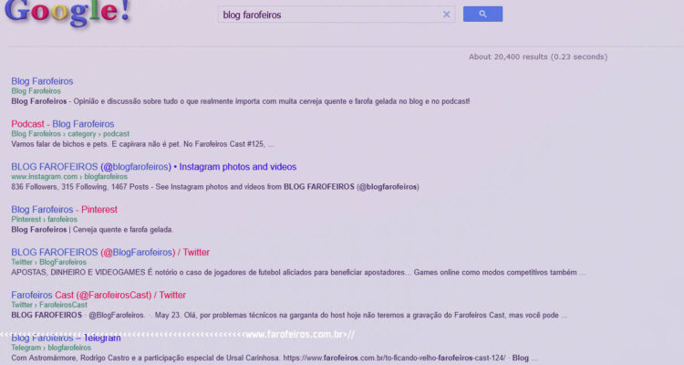 Quando o Google morrer - Blog Farofeiros - Busca antiga