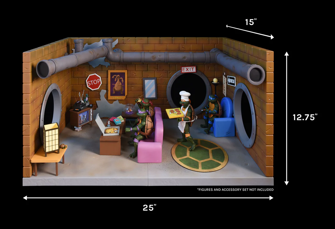 Esgoto das Tartarugas Ninja - TURTLES (CARTOON) - SEWER LAIR LIVING ROOM DIORAMA NECA - Blog Farofeiros