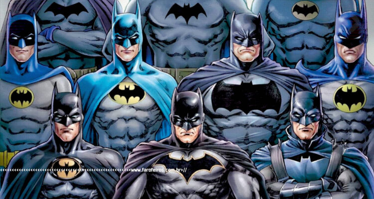 Realidade Paralela - Batman de diversas realidades com seus diversos uniformes - BLOG FAROFEIROS