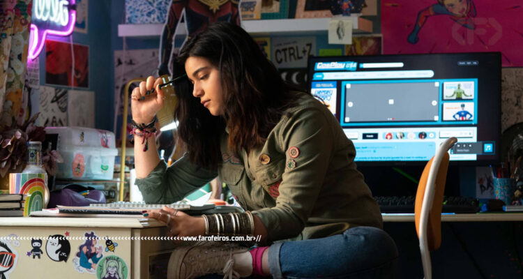 Kamala Khan escrevendo fanfic - Ms Marvel - As Marvels - Marvel Studios - Blog Farofeiros